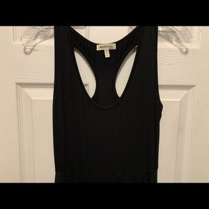 Black asymmetrical dress.